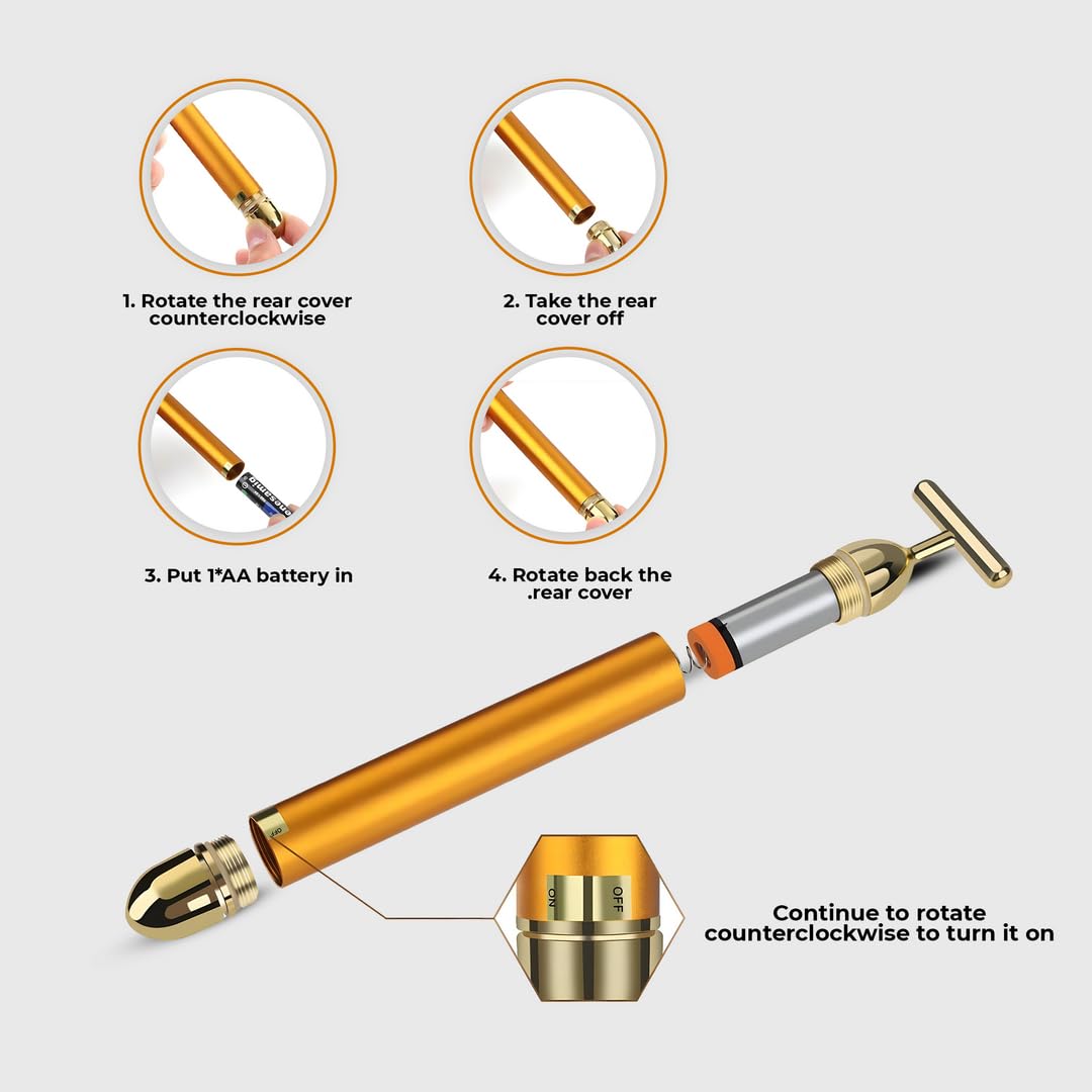 24K Electric Facial T-Massage Roller for Facial Glow and Relax