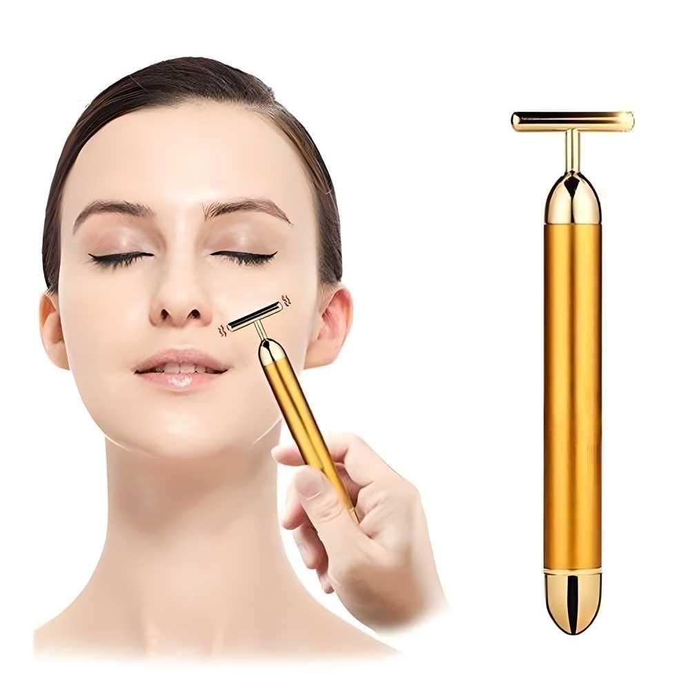24K Electric Facial T-Massage Roller for Facial Glow and Relax