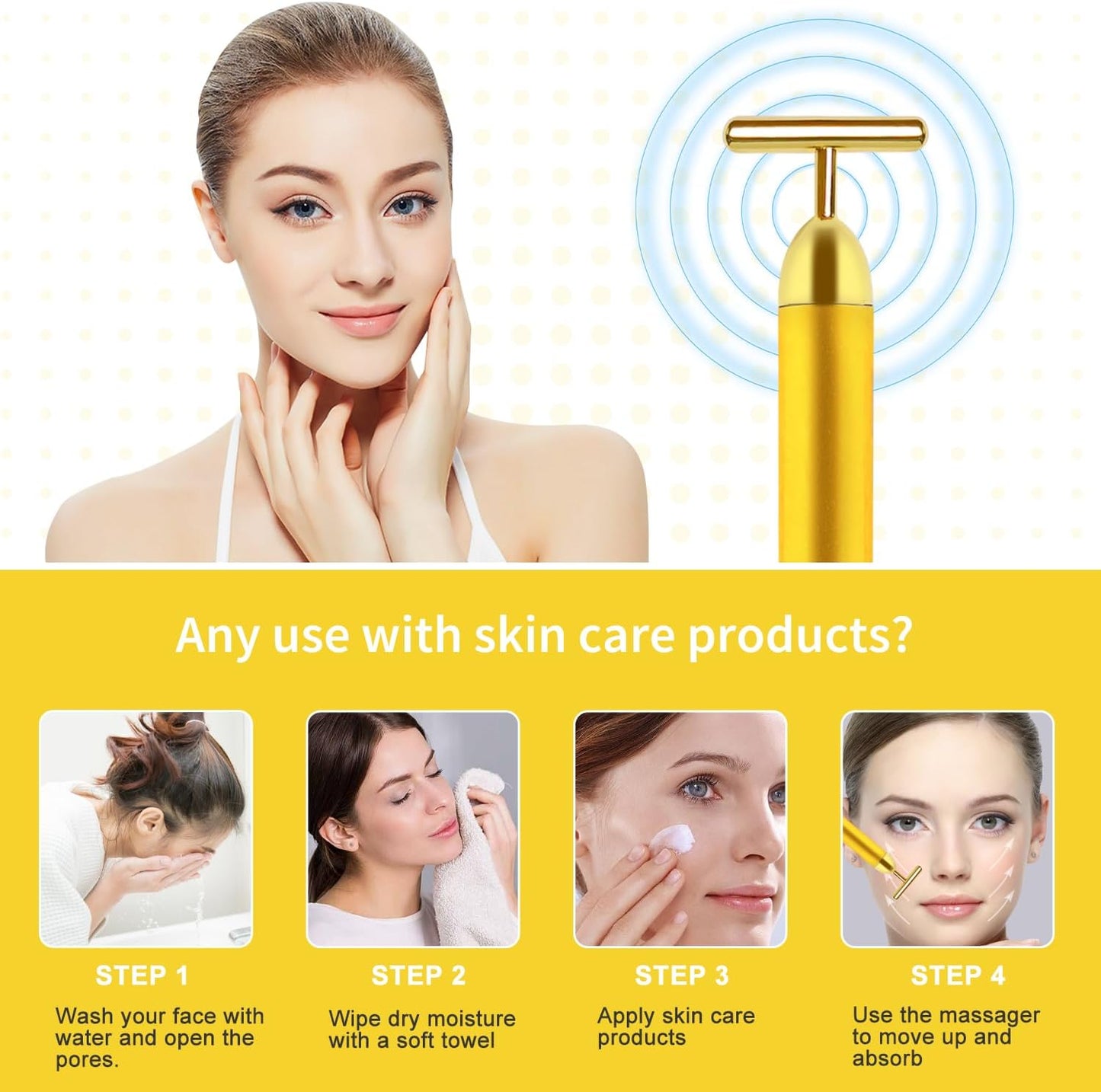 24K Electric Facial T-Massage Roller for Facial Glow and Relax