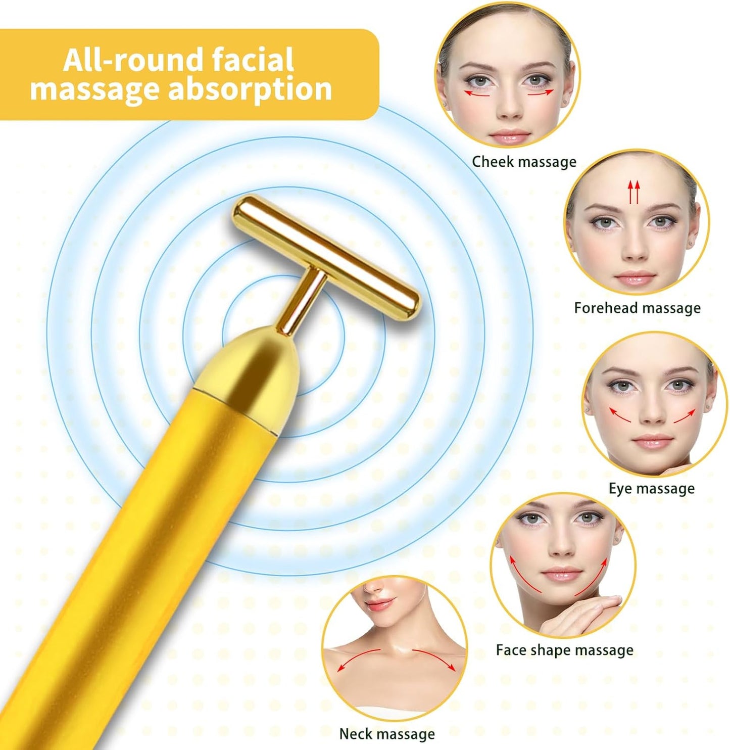 24K Electric Facial T-Massage Roller for Facial Glow and Relax