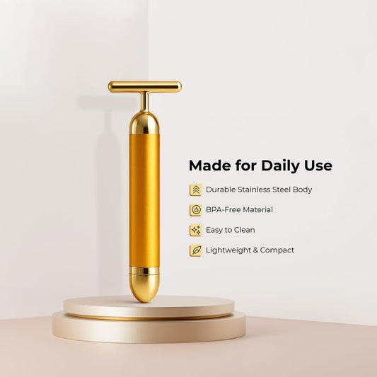 24K Electric Facial T-Massage Roller for Facial Glow and Relax